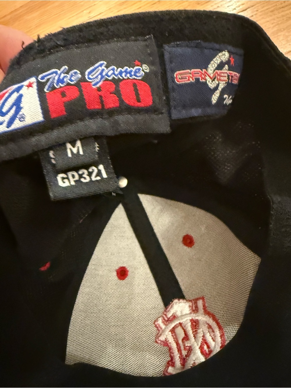 The Game Pro Red and Black Mesh-Panel Baseball Cap with White Embroidered Crest - Picture 5 of 5